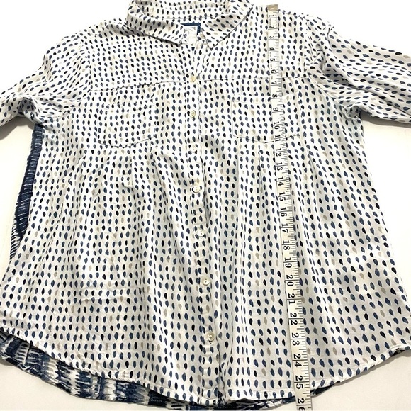 Rayon Button-front Roll-tab Sleeve Blouse Shirt Large - Picture 15 of 16